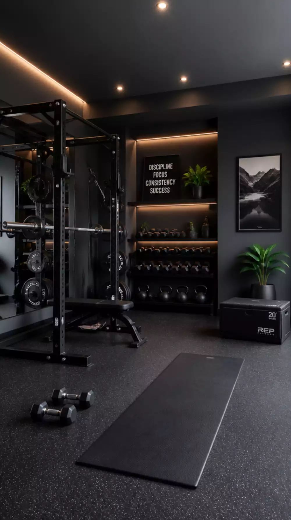 Home Gym Dark Wall Paint That Transforms a Bare Room for Under Thirty Dollars