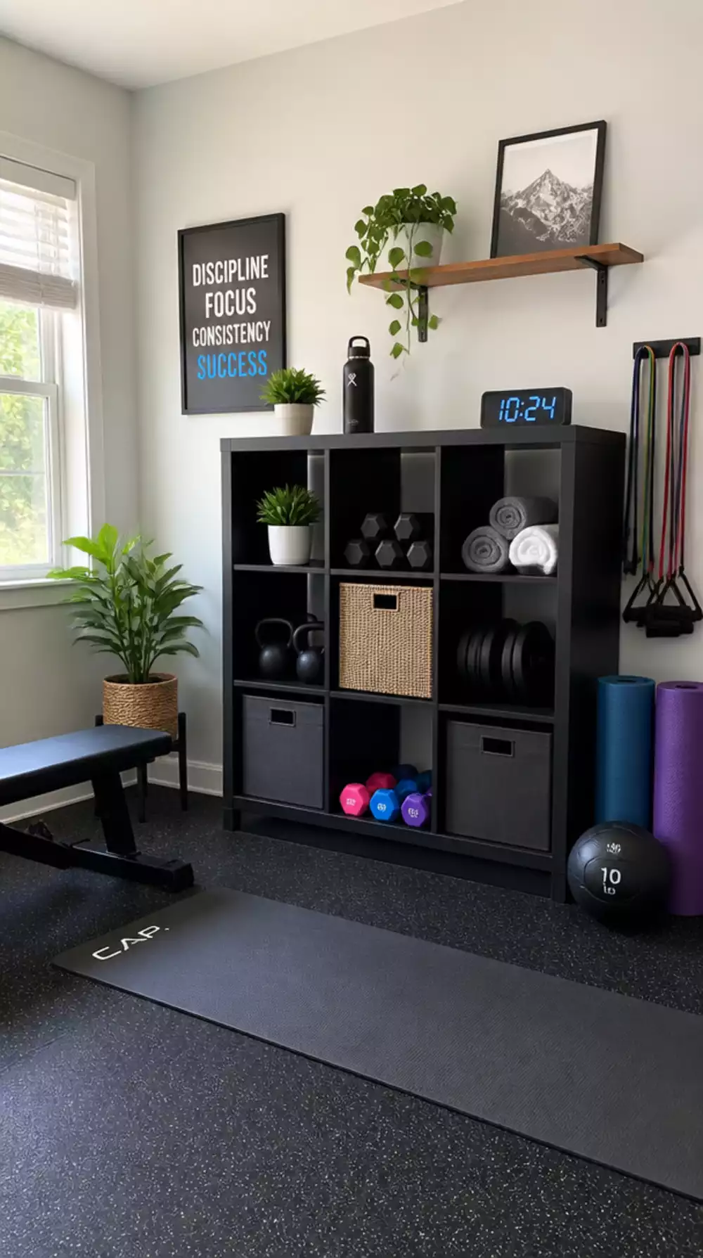 IKEA KALLAX Unit as a Home Gym Storage Shelf That Holds Every Accessory by Size
