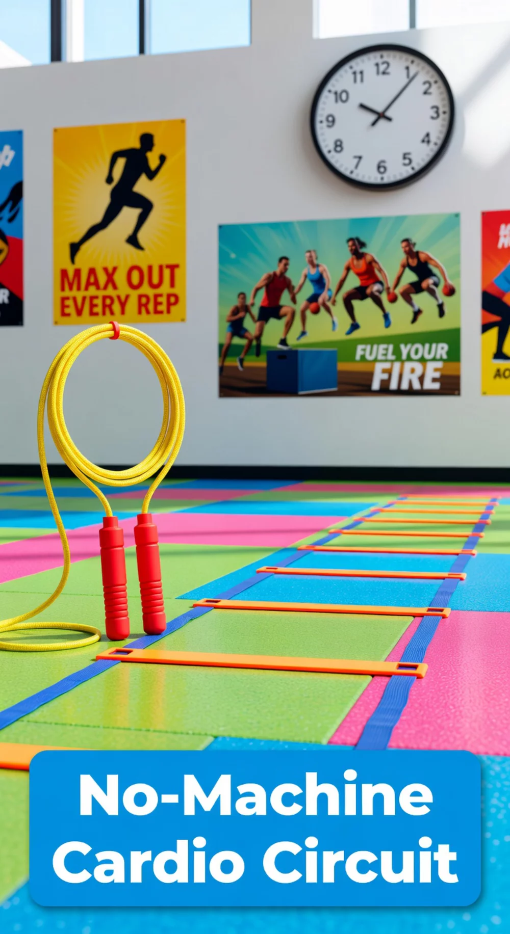 Home Gym Jump Rope and Agility Ladder Set for a No-Machine Cardio Circuit