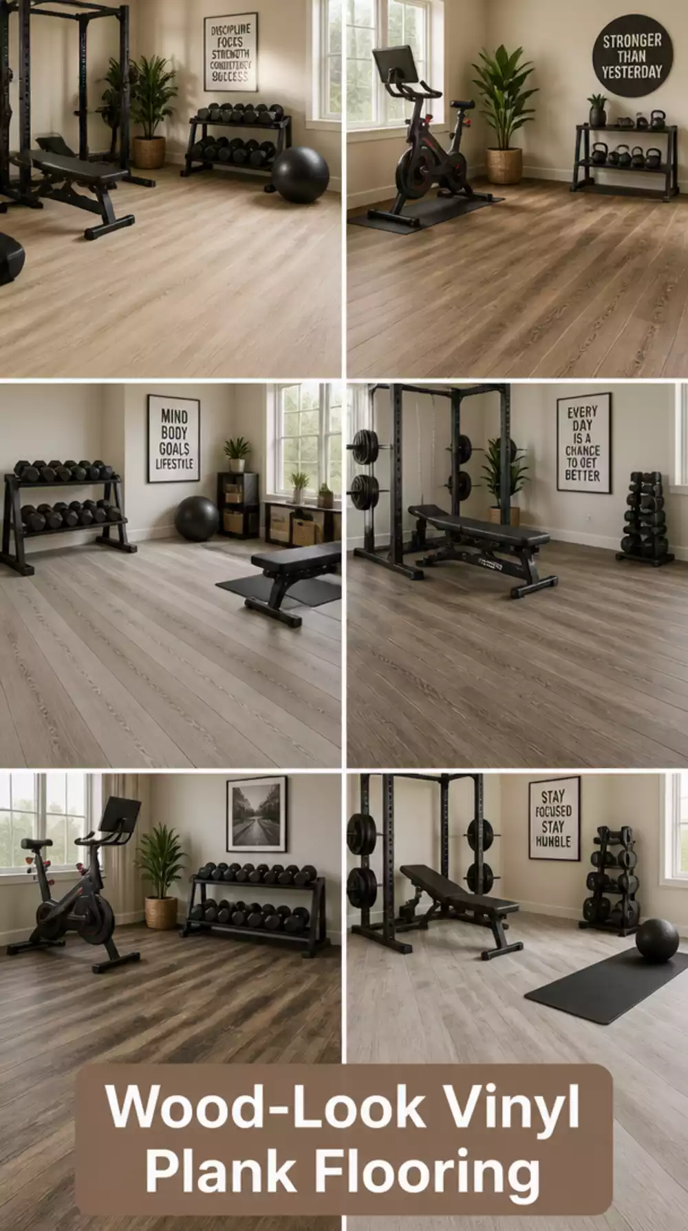 Home Gym Wood-Look Vinyl Plank Flooring That Survives Heavy Equipment
