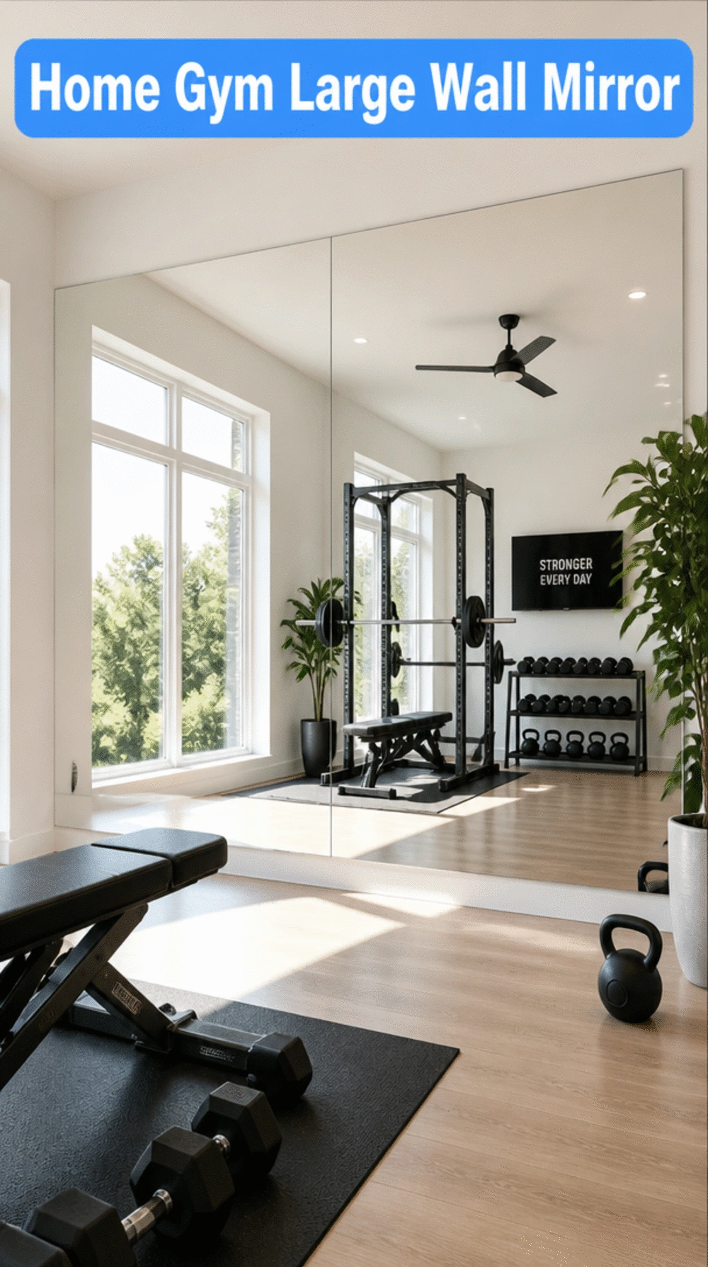 Home Gym Large Wall Mirror That Makes the Room Feel Open and Professional