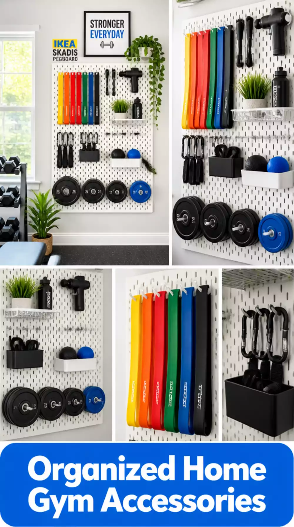 IKEA SKADIS Pegboard That Organises Home Gym Resistance Bands and Small Accessories