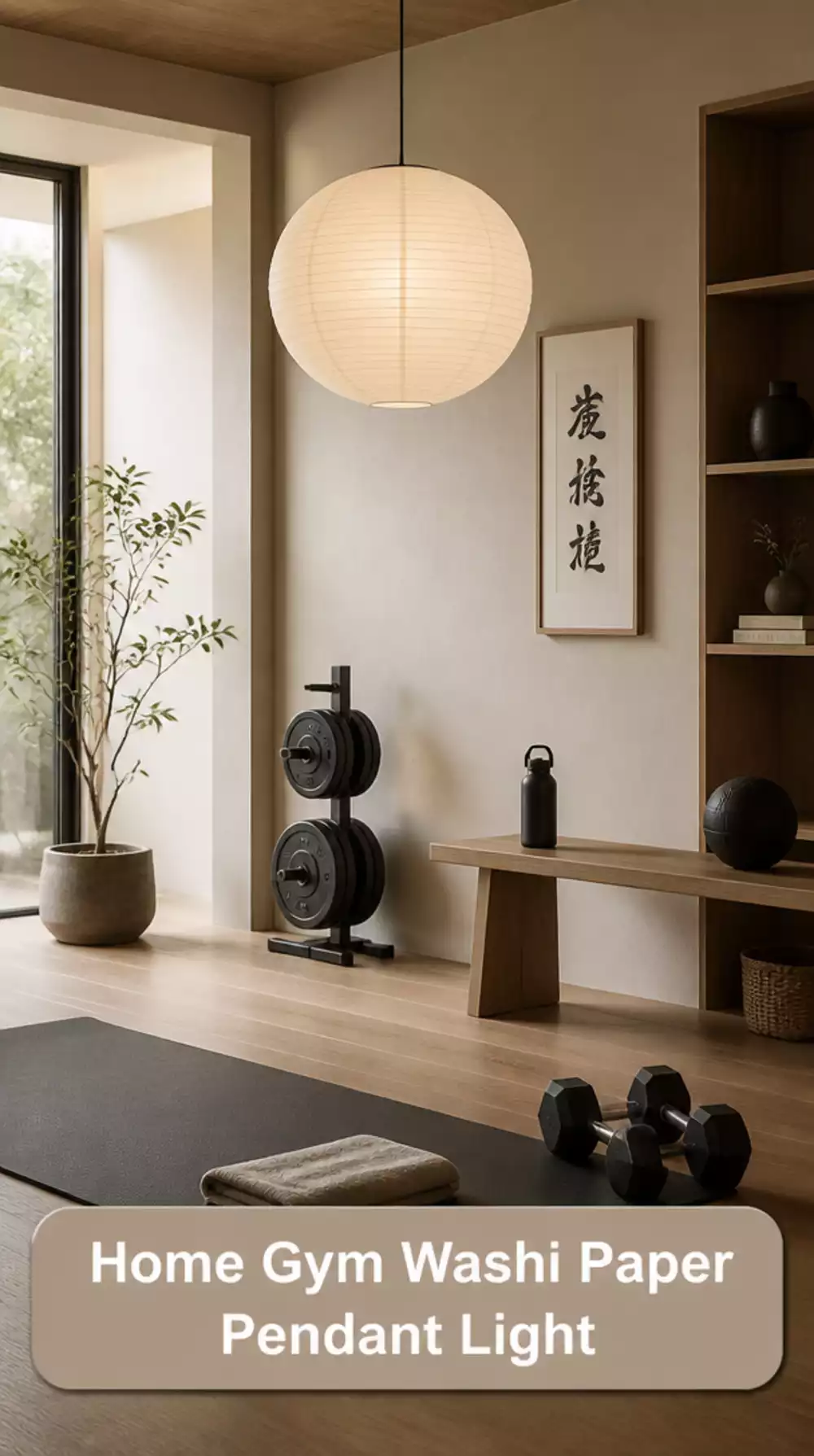 Home Gym Washi Paper Pendant Light That Diffuses Warm Overhead Glow Softly