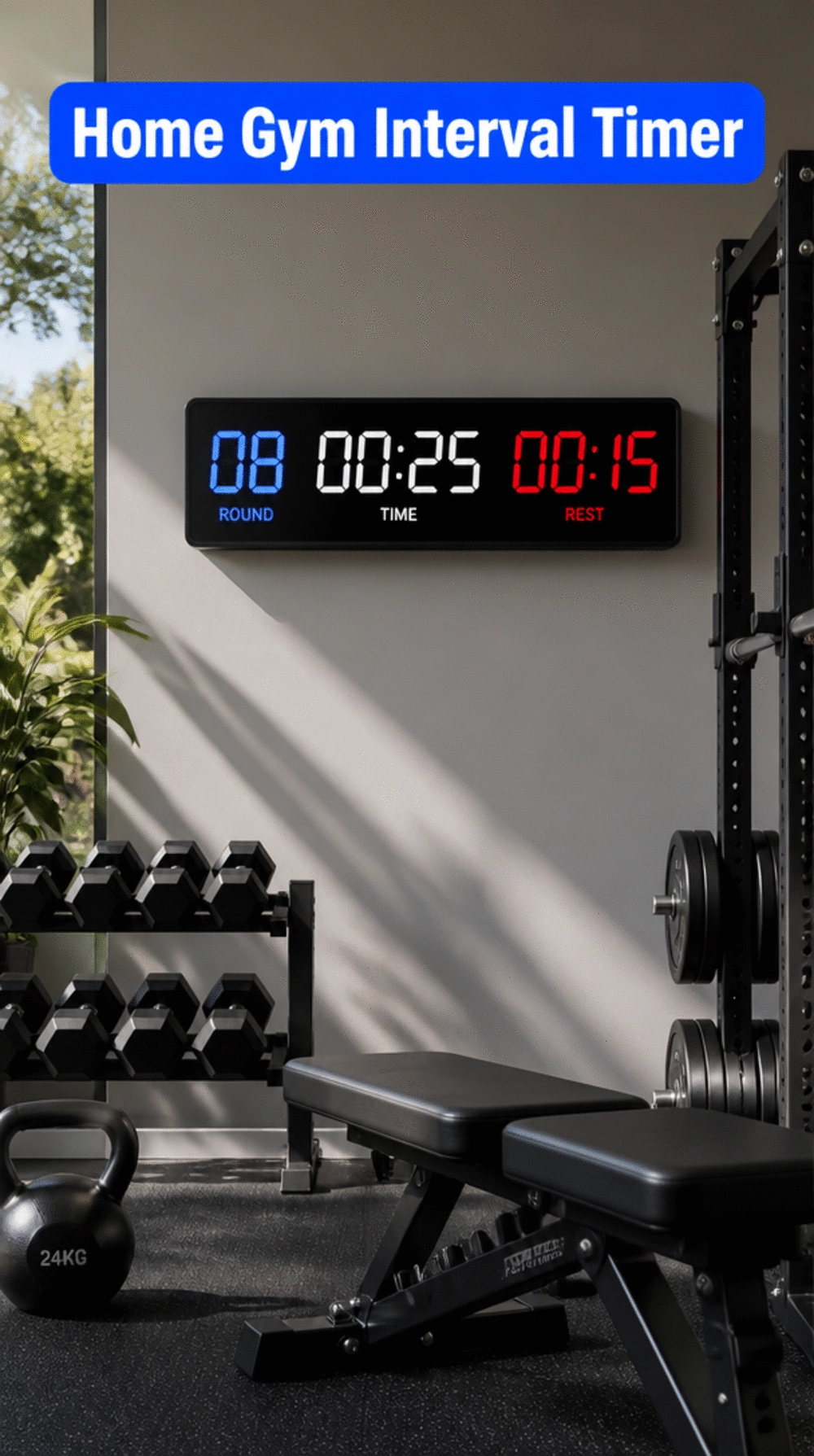 Home Gym Interval Timer Display That Mounts on the Wall and Counts Every Round
