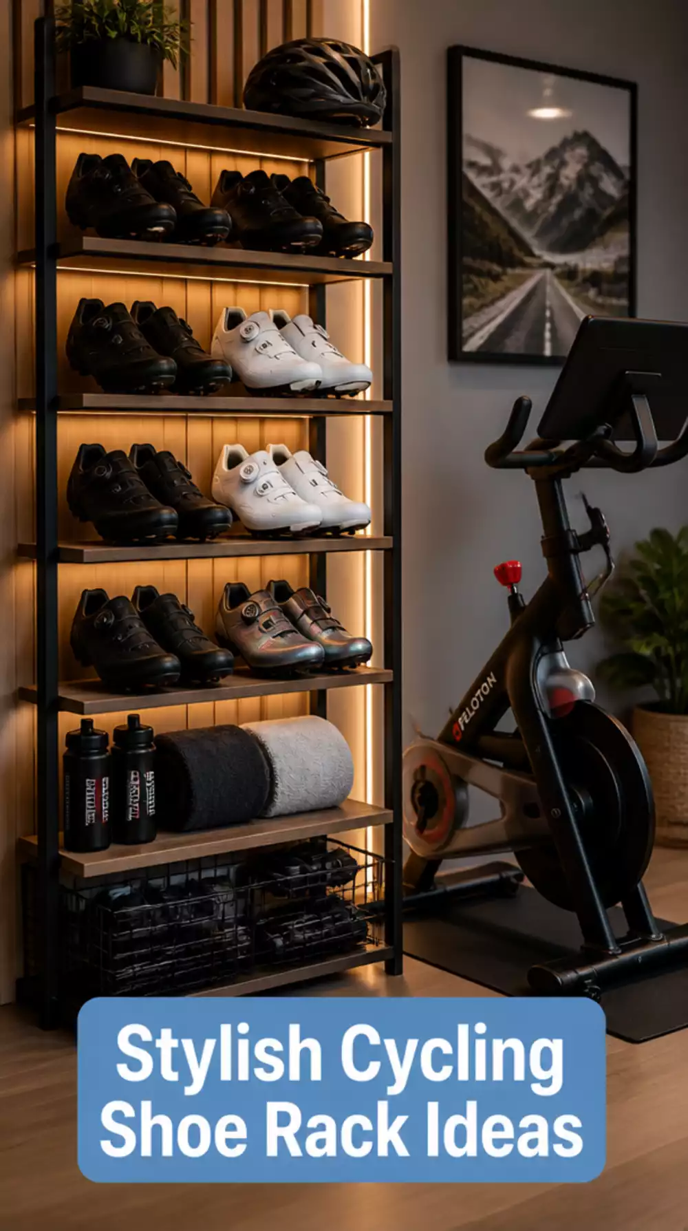 Home Gym Cycling Shoe Rack That Keeps the Spin Corner Tidy and Gear-Ready