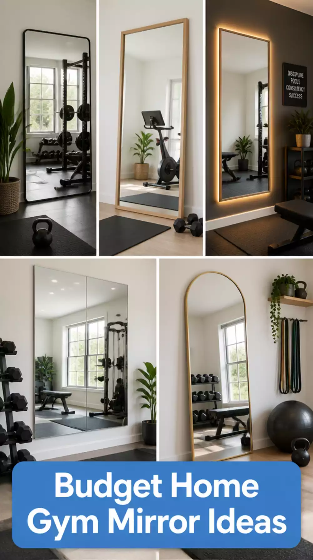 Budget Home Gym Full-Length Leaner Mirror That Makes the Room Feel Like a Studio