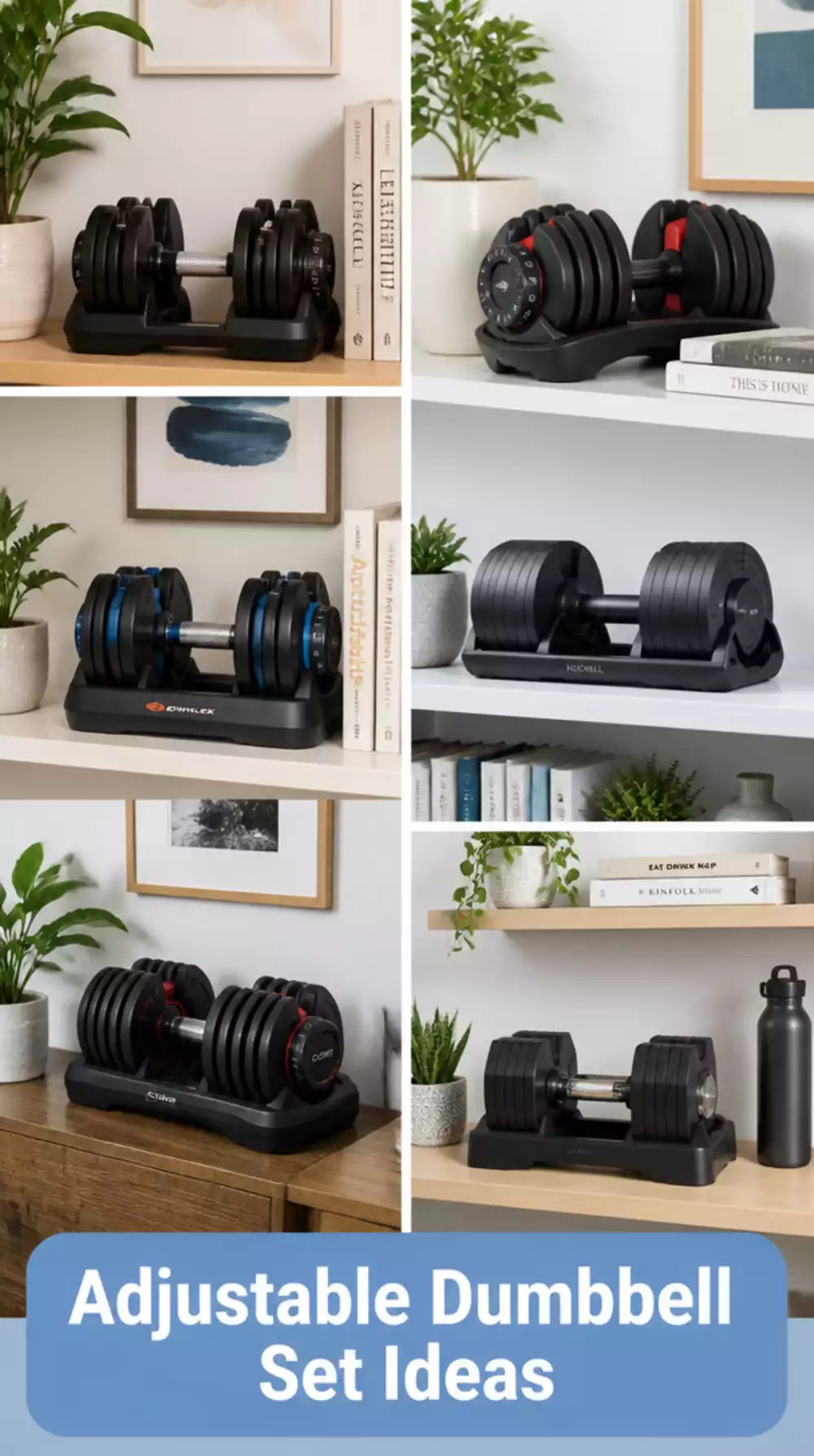 Home Gym Adjustable Dumbbell Set That Sits on a Shelf Like a Decorative Object
