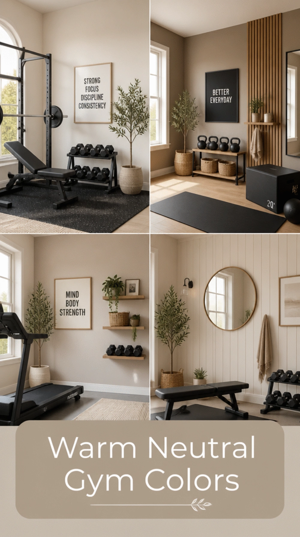 Home Gym Color Scheme Using Warm Neutrals That Feel Calm and Focused