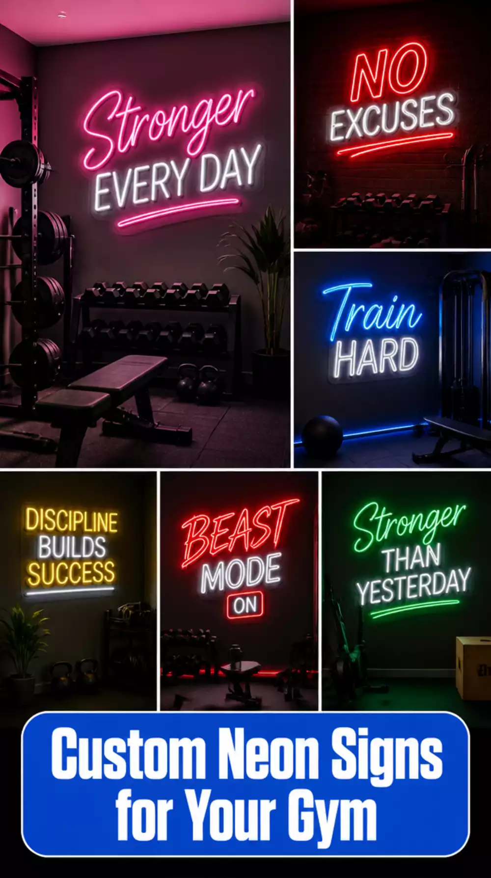 Home Gym Custom Neon Sign with a Personal Training Motto or Goal Phrase