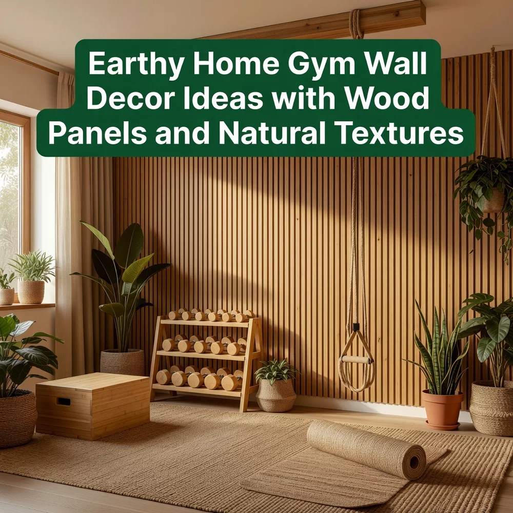 Earthy Home Gym Wall Decor Ideas with Wood Panels and Natural Textures