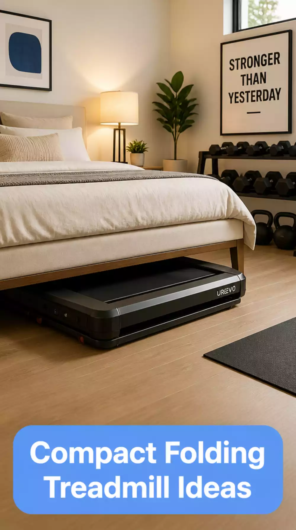 Home Gym Compact Folding Treadmill That Slides Under a Bed When Not in Use