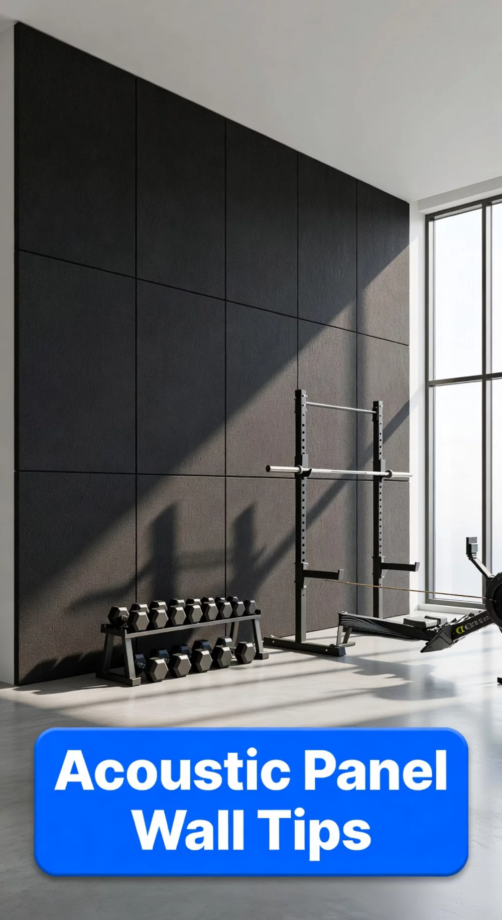 Home Gym Charcoal Acoustic Panel Wall That Absorbs Sound and Adds Texture Together