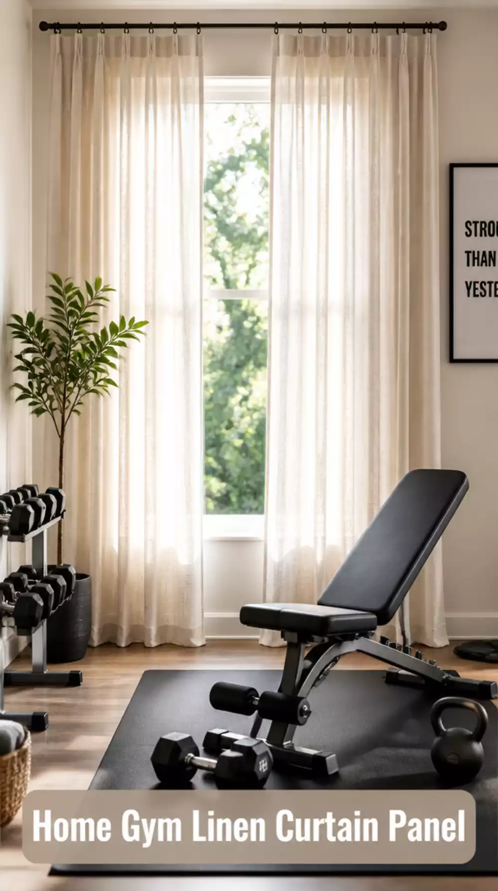 Home Gym Linen Curtain Panel That Diffuses Natural Light Without Blocking It