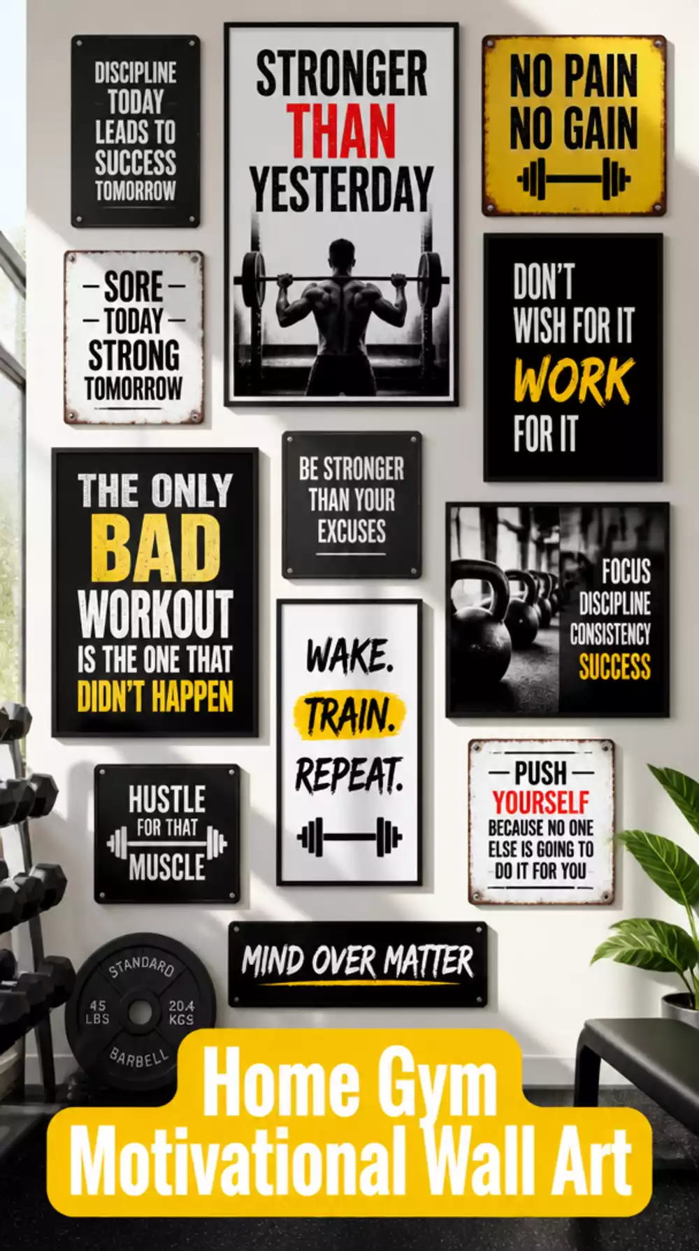 Home Gym Printable Motivational Wall Art That Fills a Blank Wall for Almost Nothing