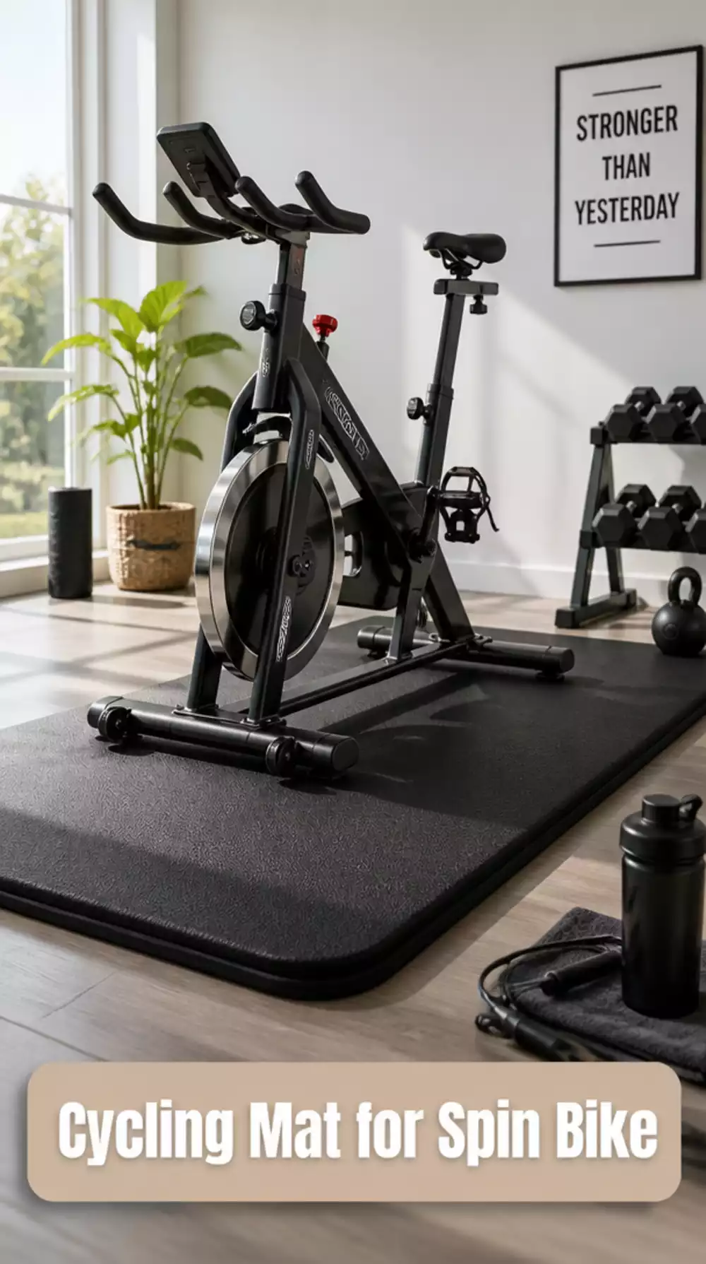 Home Gym Cycling Mat That Protects Flooring and Keeps the Bike Stable
