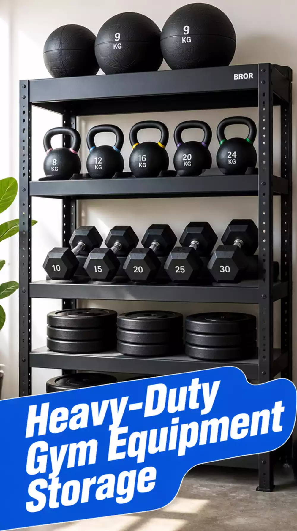 IKEA BROR Shelving Unit That Handles Heavy Home Gym Equipment Without Flexing