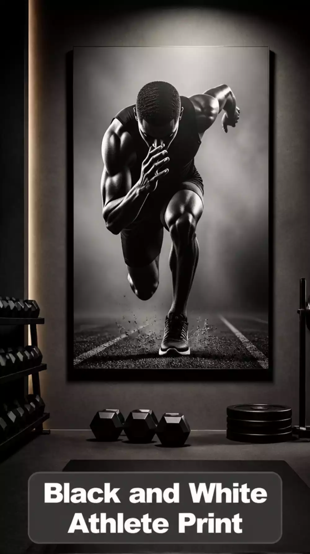 Home Gym Black and White Athlete Photography Print for a Dramatic Feature Wall