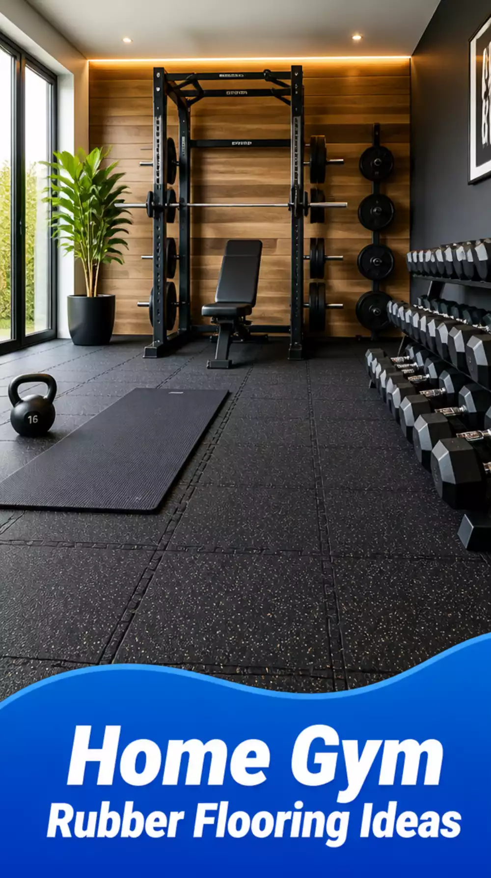 Home Gym Rubber Interlocking Floor Tiles That Protect Hardwood and Concrete
