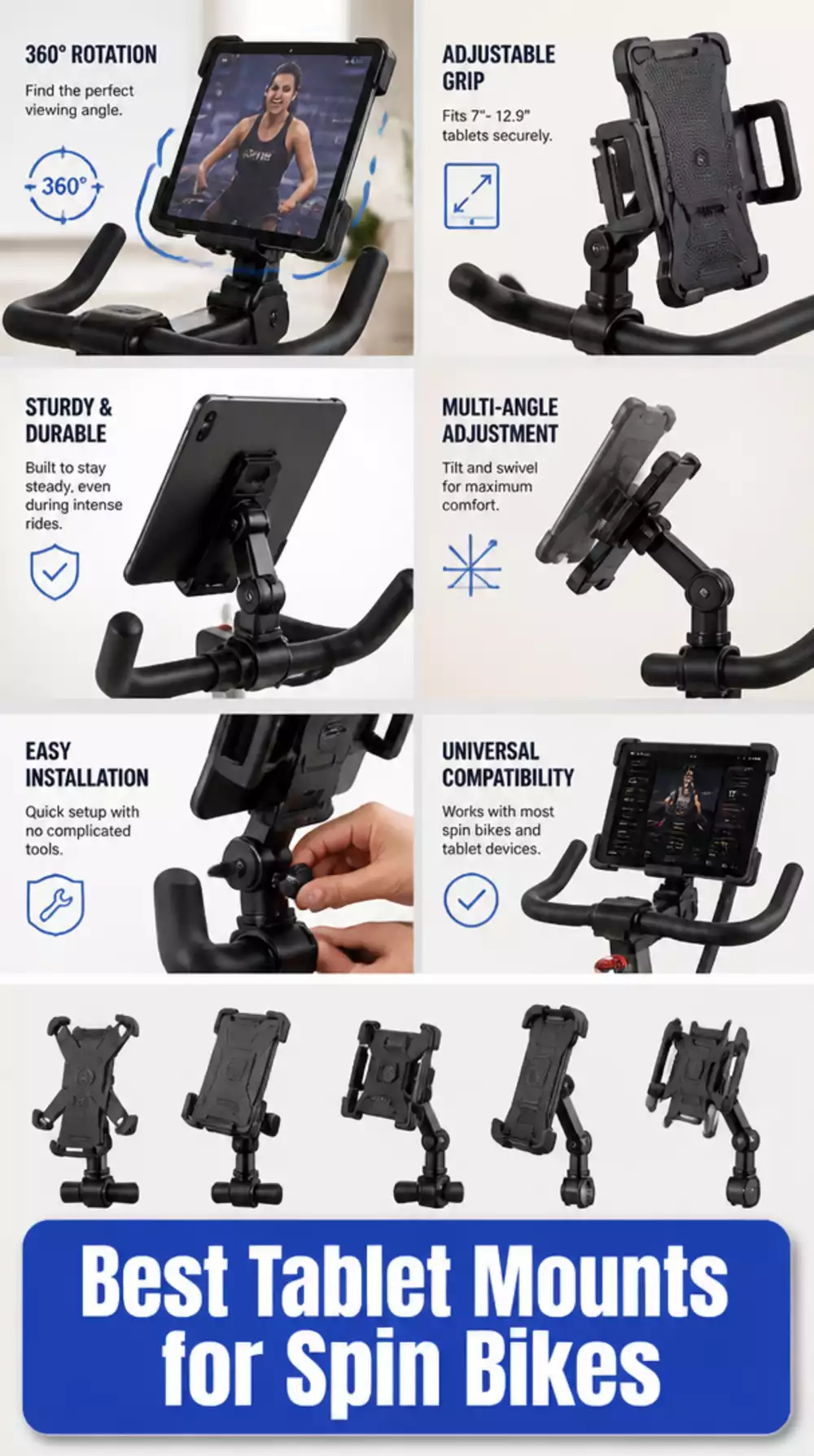 Home Gym Tablet Mount for a Spin Bike That Streams Classes Hands-Free