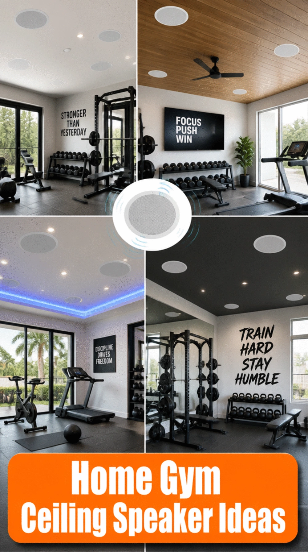 Home Gym Ceiling Speaker System That Keeps Sound Overhead and Out of the Way