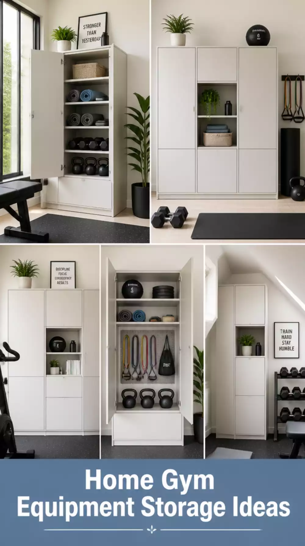 IKEA PLATSA Cabinet That Hides Home Gym Equipment Behind Closed Doors Neatly