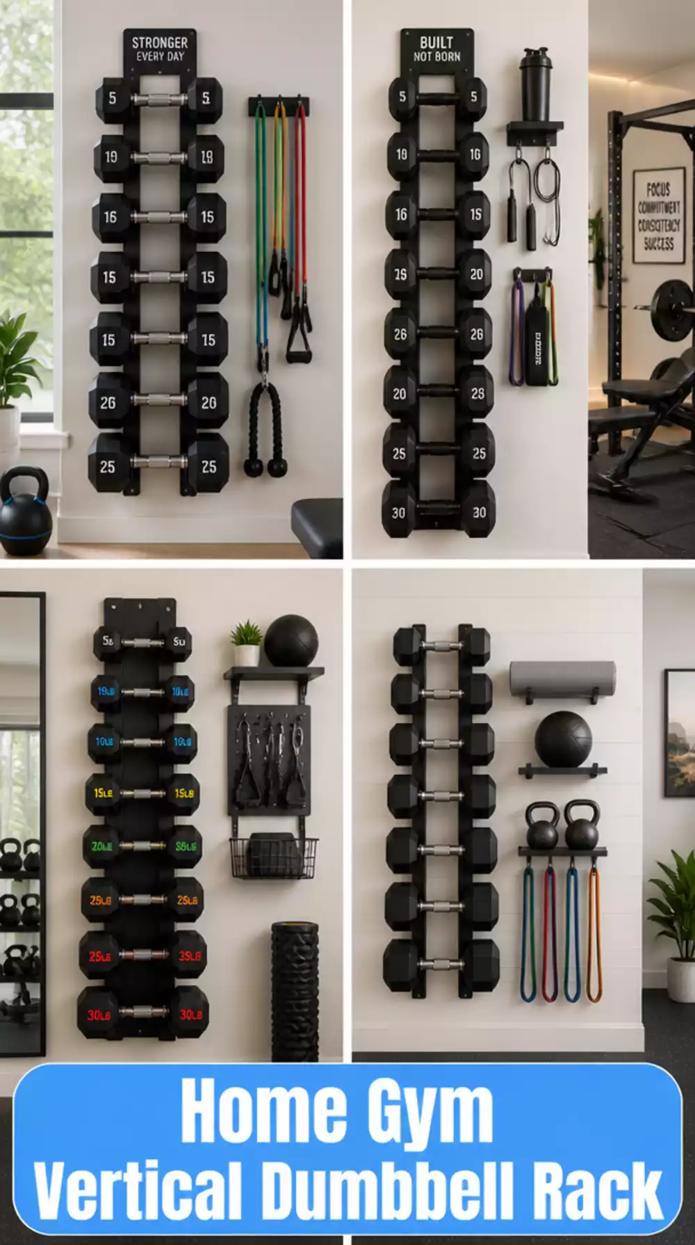 Home Gym Vertical Dumbbell Rack That Uses Wall Space Instead of Floor