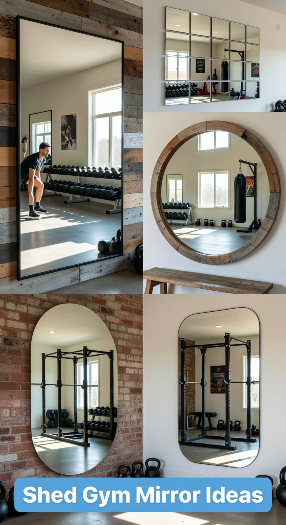 Shed Home Gym Wall Mirror That Makes a Narrow Outbuilding Feel Wider