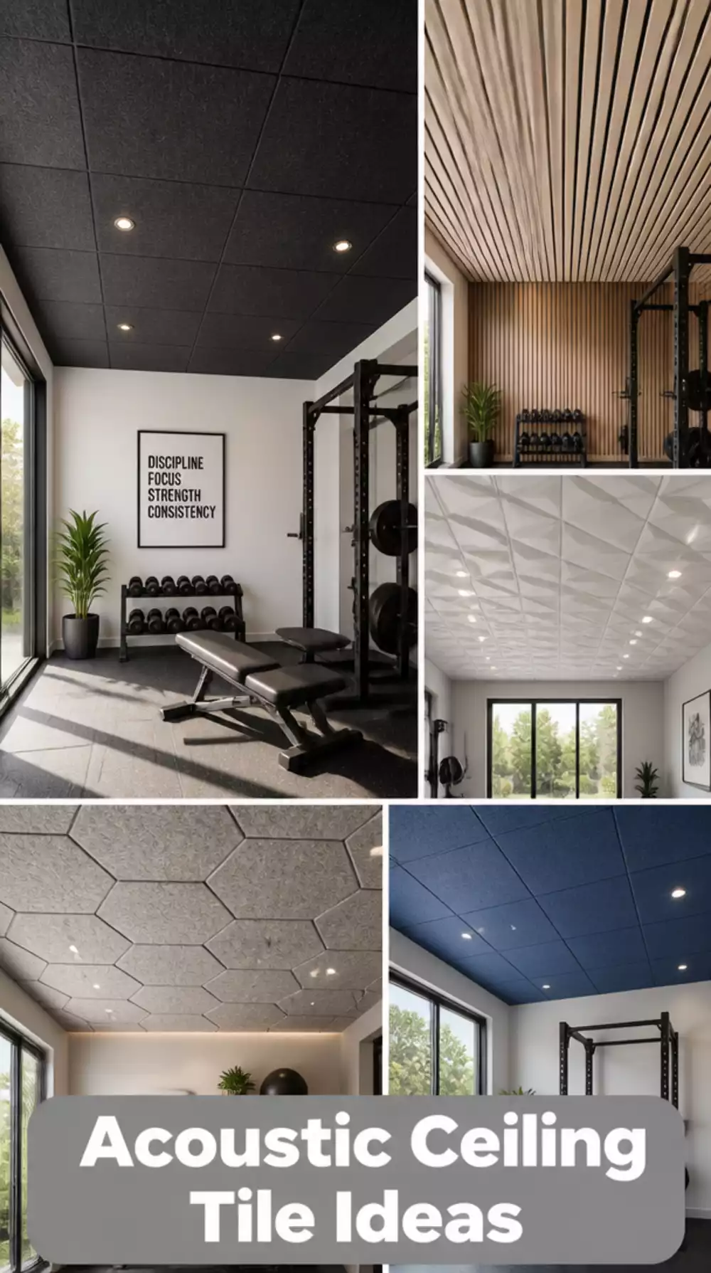 Home Gym Acoustic Ceiling Tile That Absorbs Sound Without Dropping the Ceiling Lower