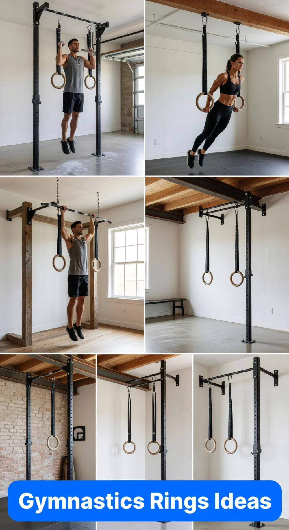 Home Gym Gymnastics Rings That Mount to Any Ceiling for Upper Body Work