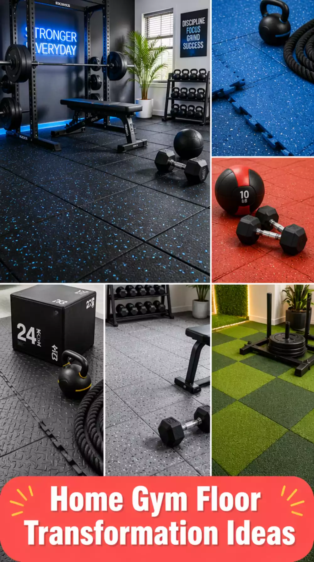 Home Gym Floor Transformation Using Rubber Tiles That Changes a Room Instantly