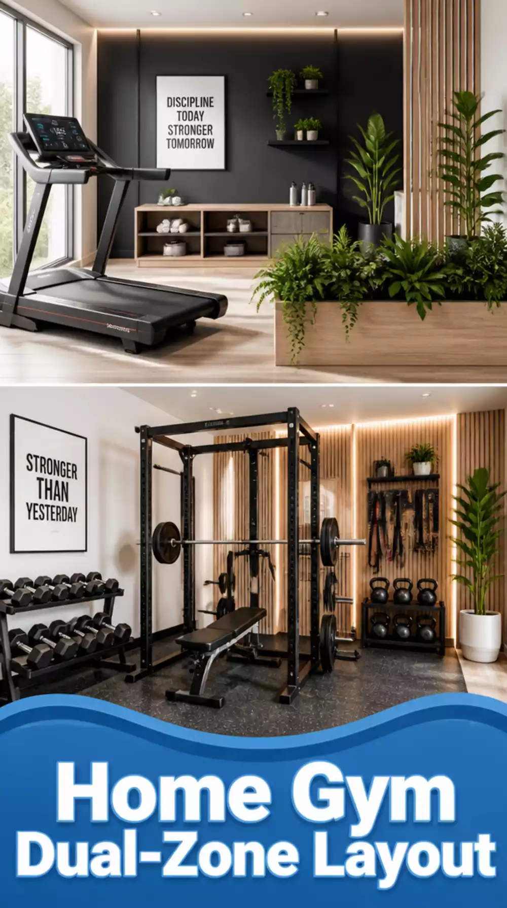 Home Gym Dual-Zone Layout That Separates Cardio and Strength for Simultaneous Training