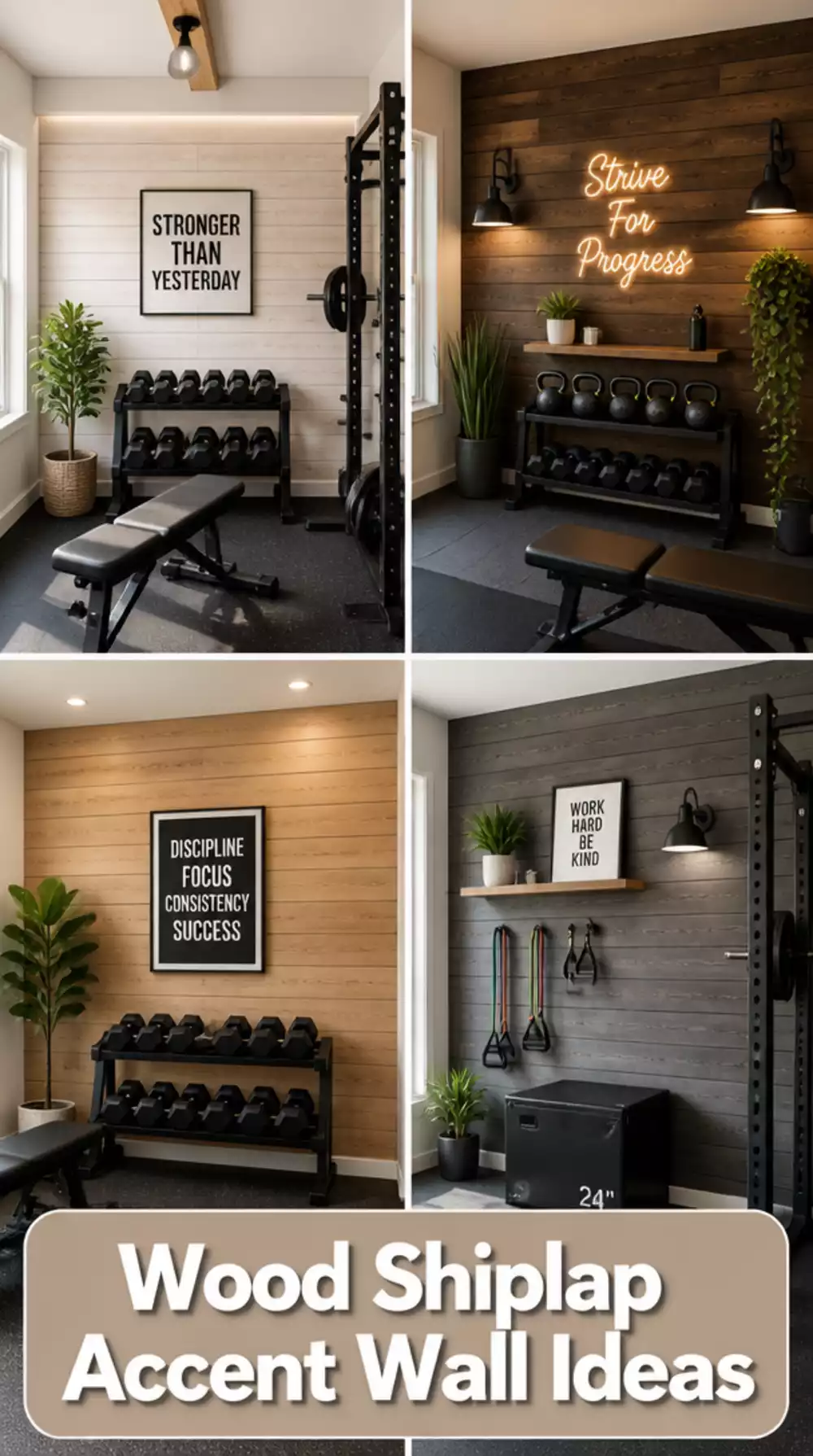 Wood Shiplap Accent Wall That Makes a Home Gym Feel Warm and Intentional