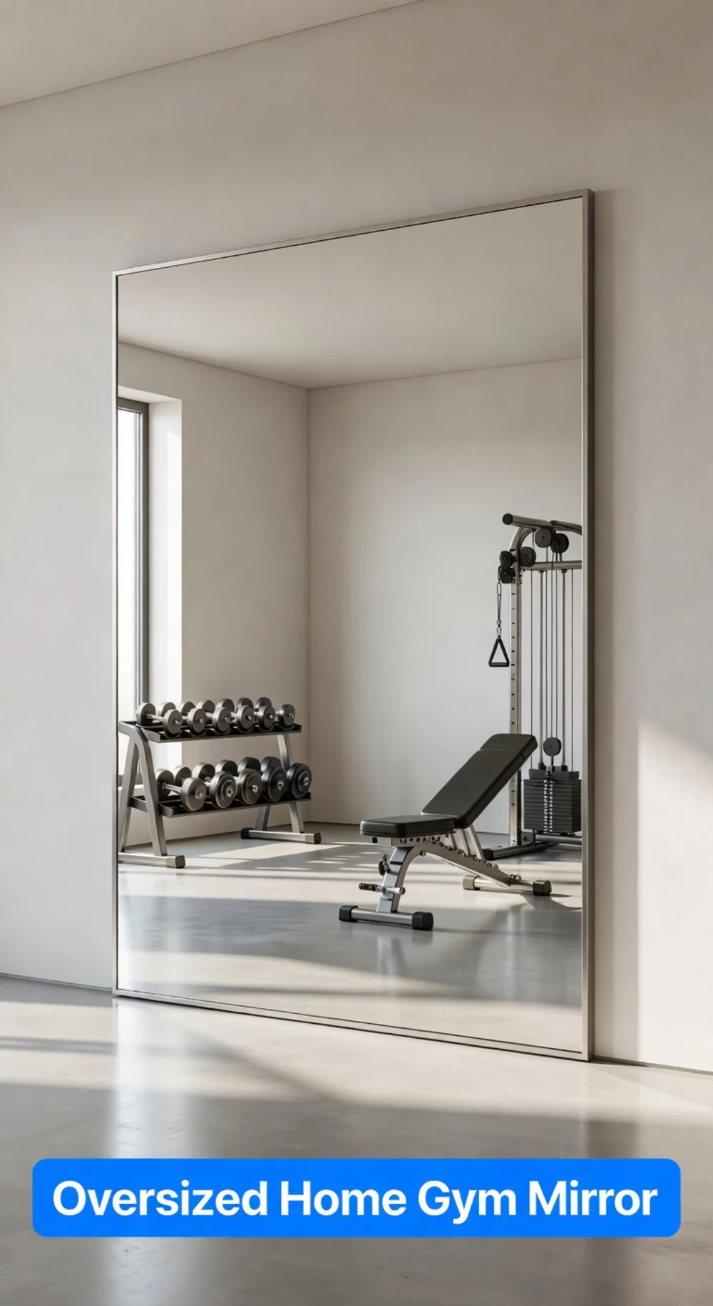 Oversized Home Gym Floor Mirror with an Aluminum Frame for a Clean Finish