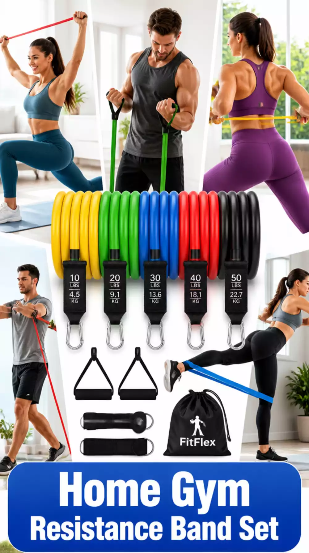 Home Gym Resistance Band Set That Replaces an Entire Cable Machine