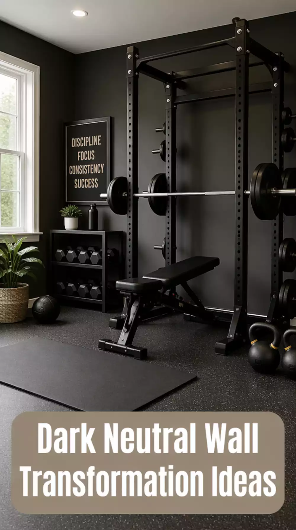 Home Gym Wall Paint Transformation from White to Dark Neutral in a Single Weekend