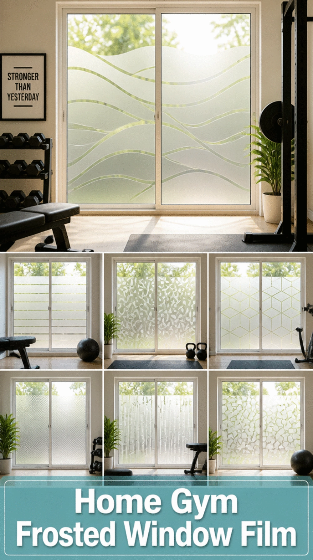 Home Gym Frosted Window Film That Adds Privacy Without Sacrificing Daylight