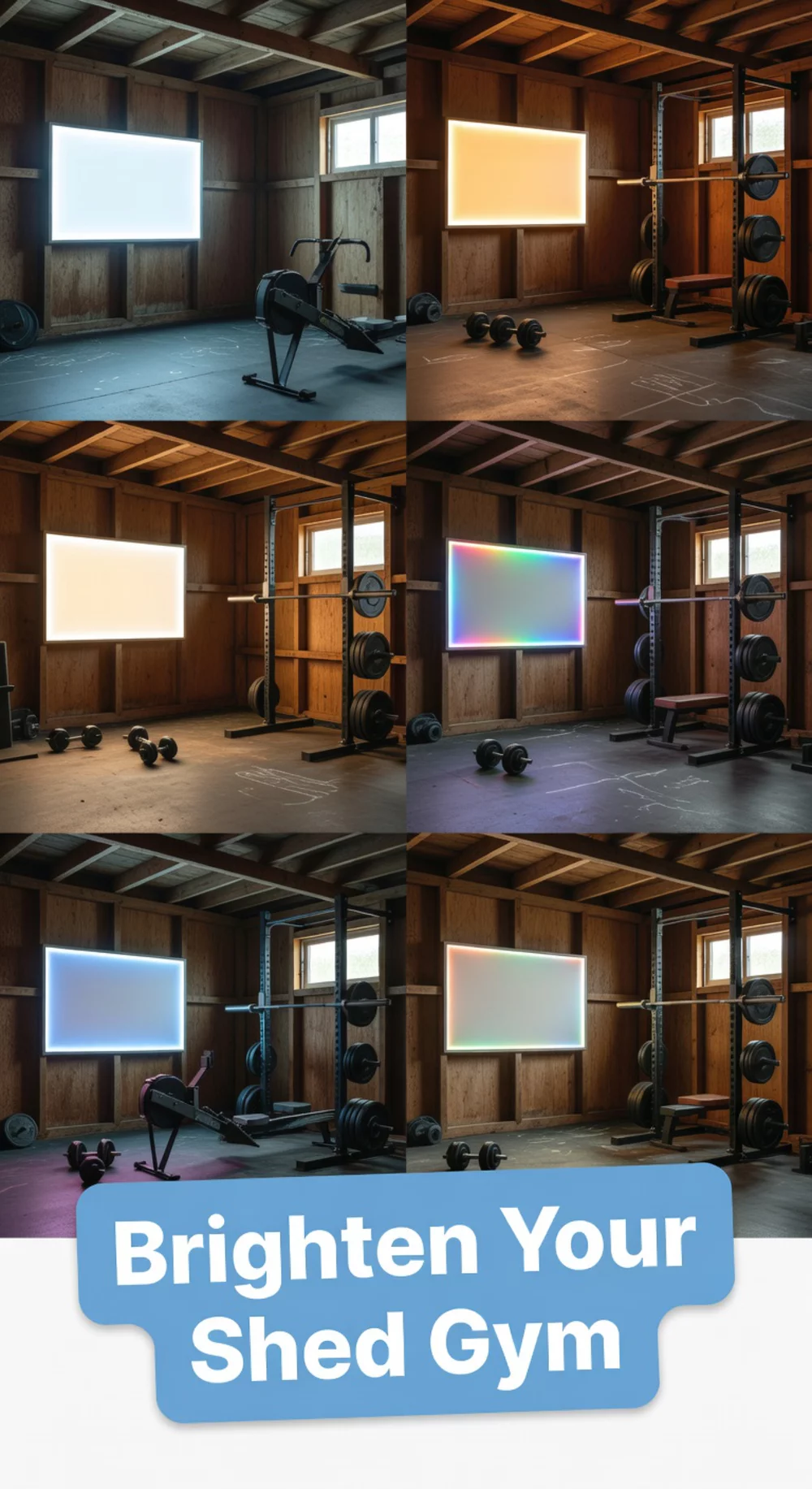 The Shed Home Gym Lighting Trick That Uses Battery LED Panels Without Rewiring
