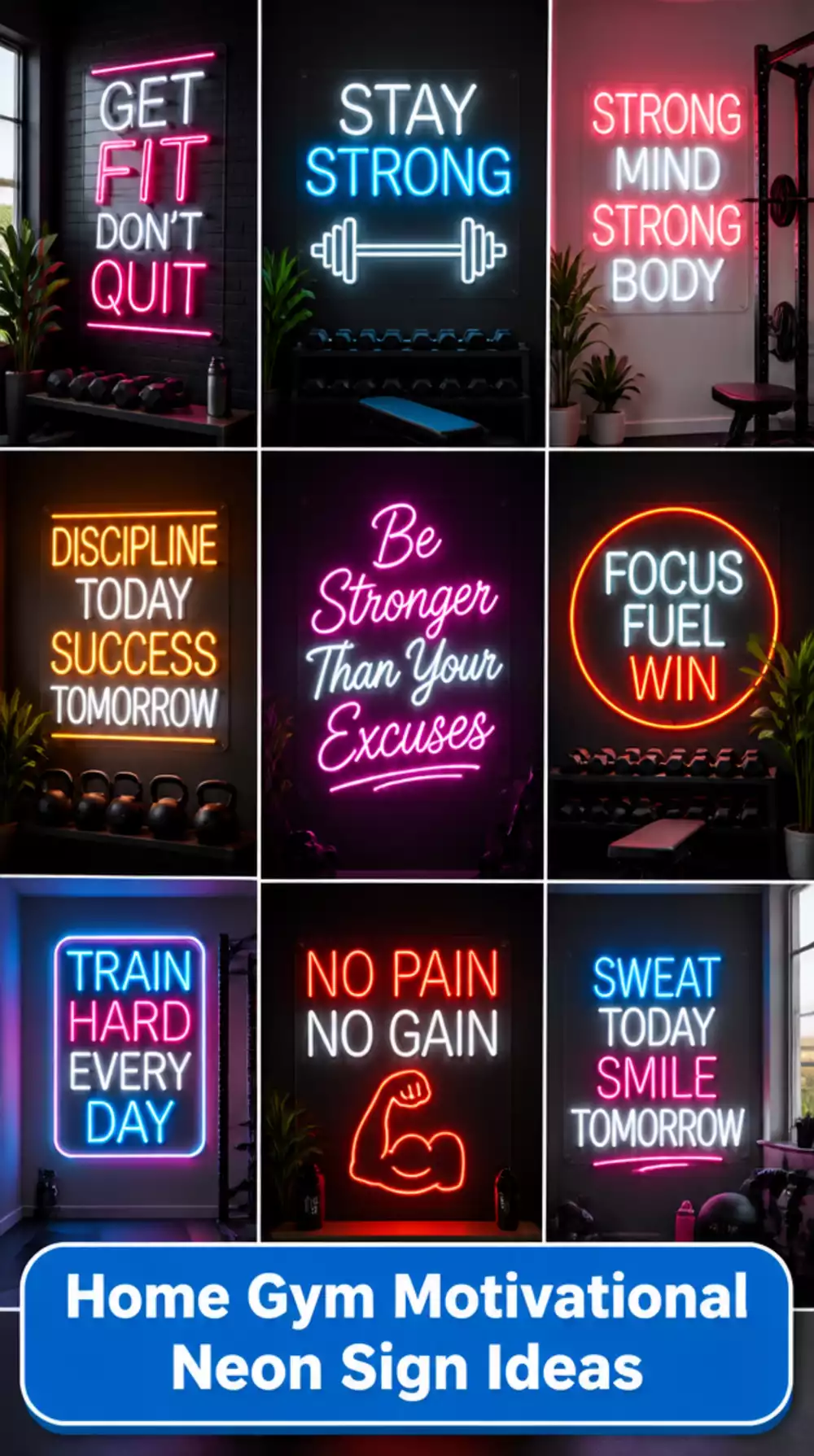 Home Gym LED Neon Sign in a Motivational Fitness Phrase That Glows in Any Light