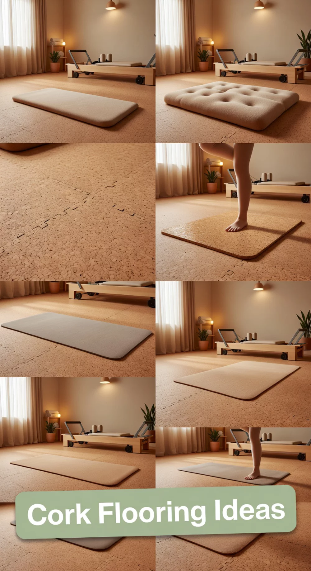 Pilates Home Gym Cork Flooring That Cushions Joints and Stays Non-Slip
