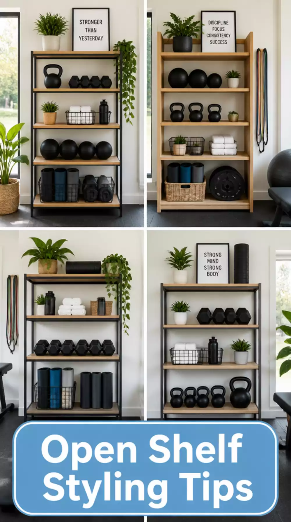 The Home Gym Open Shelf Styling Trick That Makes Equipment Look Intentional Not Messy