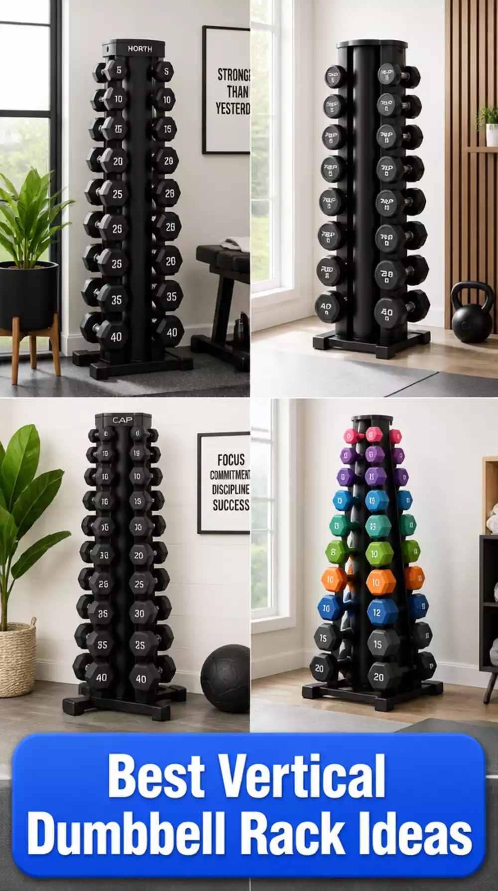 Home Gym Corner Vertical Dumbbell Rack That Uses Height Instead of Floor Space