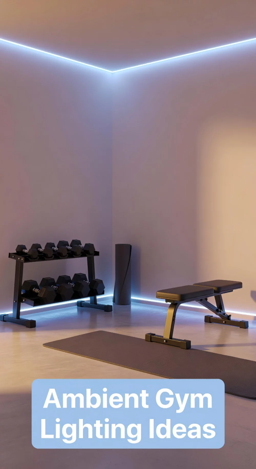Home Gym LED Strip Light That Runs Along the Floor or Ceiling for Ambient Glow