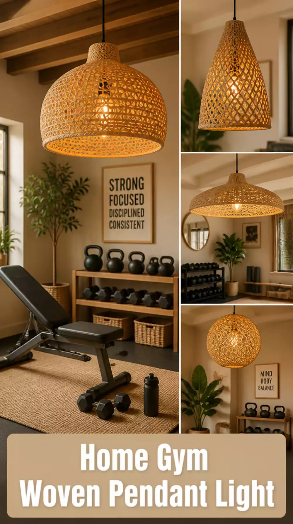 Home Gym Woven Pendant Light That Replaces Harsh Overhead Fluorescents