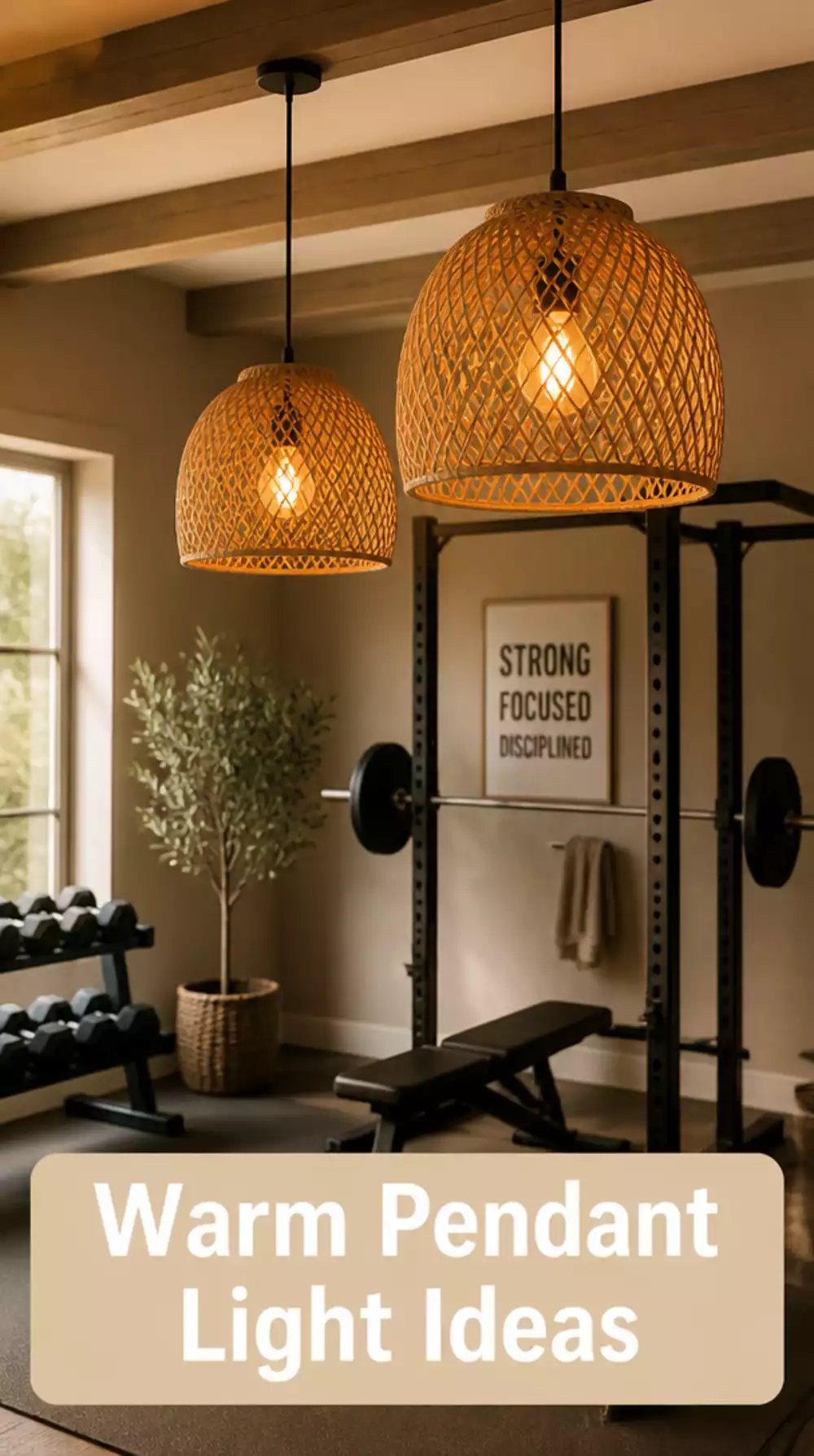 The Warm Pendant Light Trick That Makes a Home Gym Feel Less Industrial