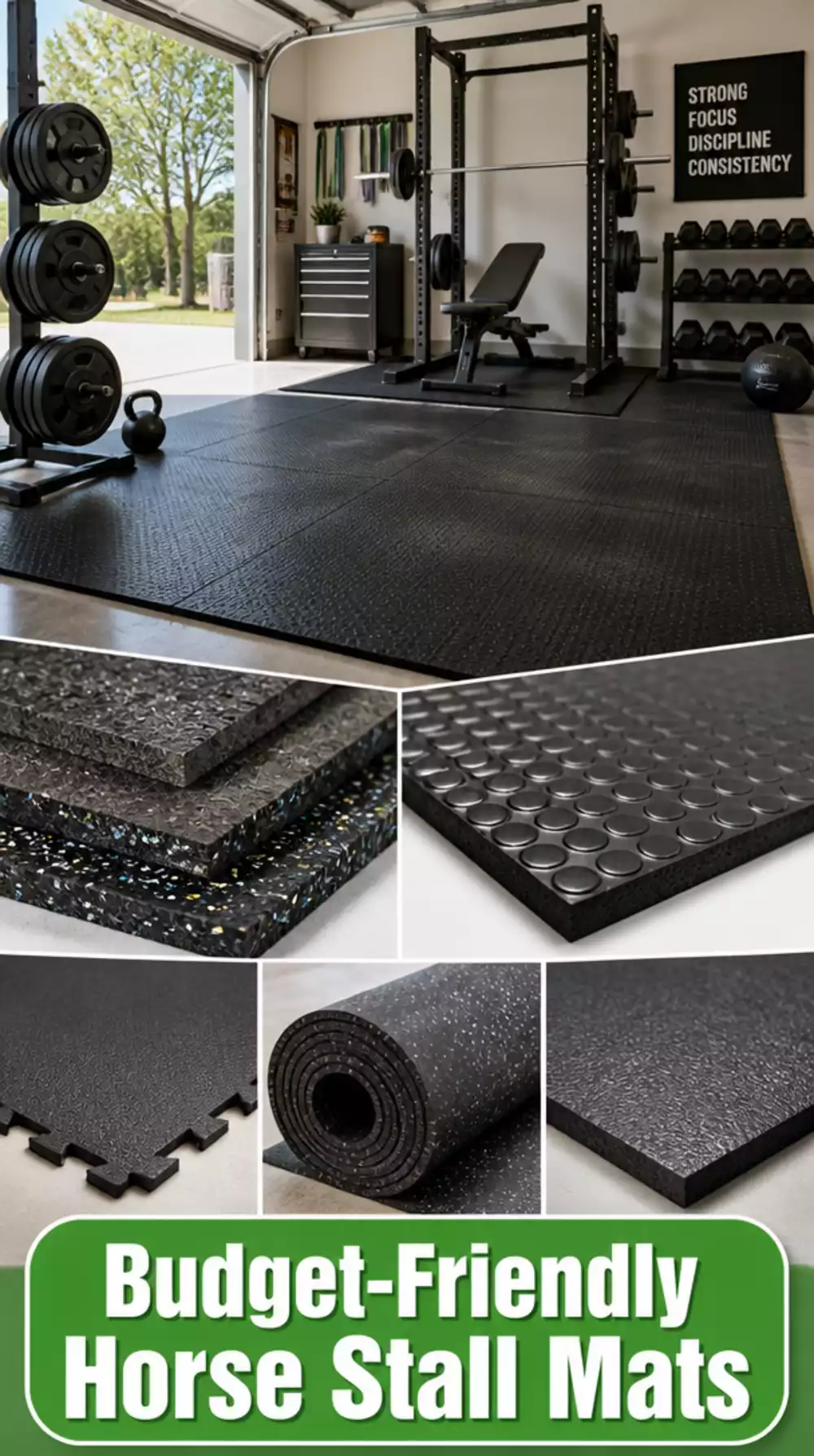 Home Gym Horse Stall Mat That Covers a Garage Floor for Under Fifty Dollars