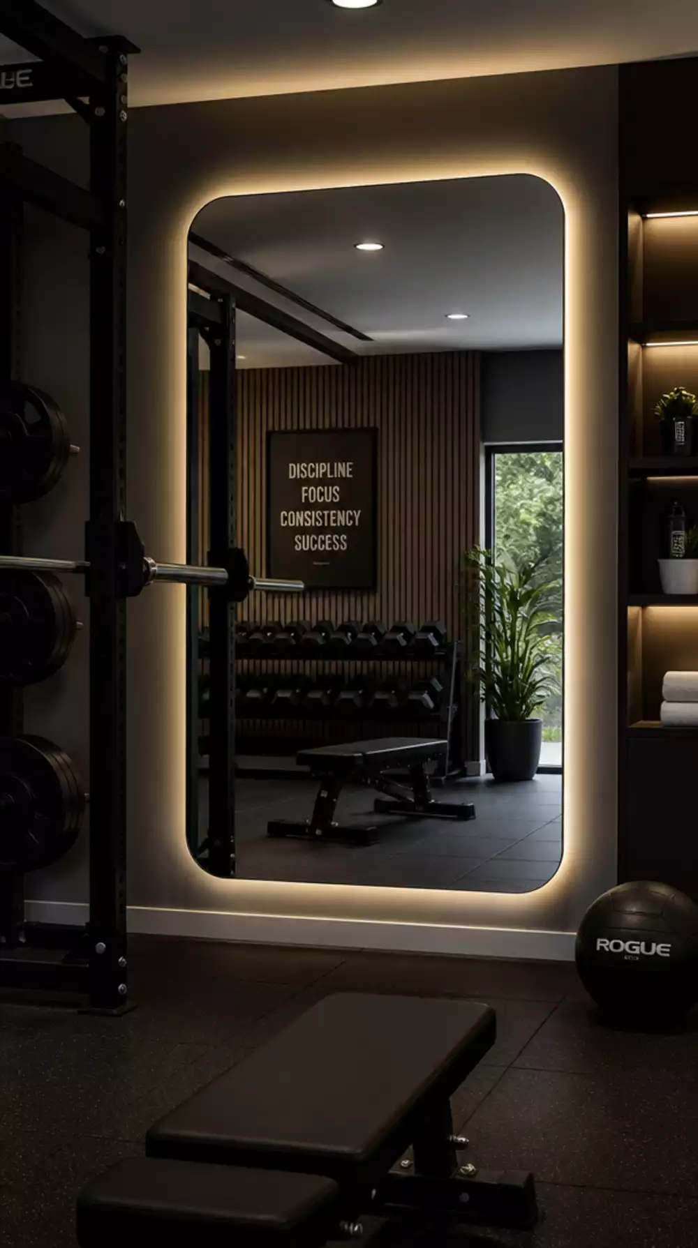 The Backlit Mirror Trick That Makes a Home Gym Look High-End