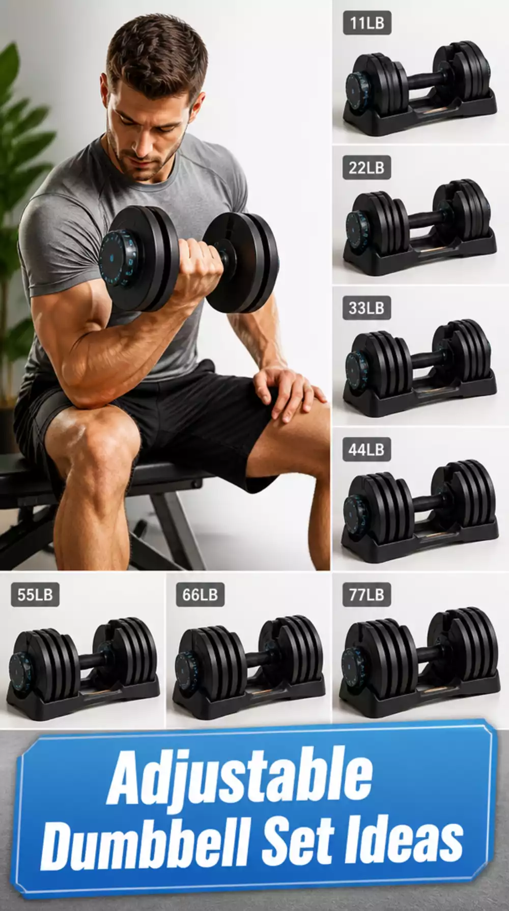 Home Gym Adjustable Dumbbell Set That Replaces a Full Rack in One Compact Unit
