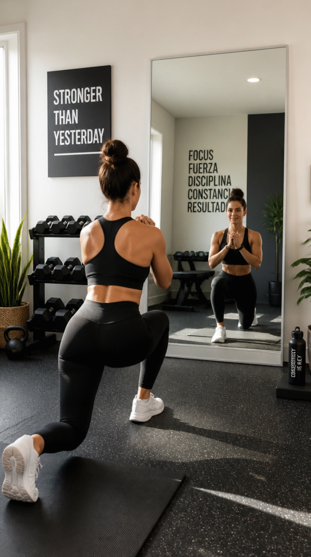 Home Gym Full-Length Mirror That Checks Form for Beginners Learning New Movements