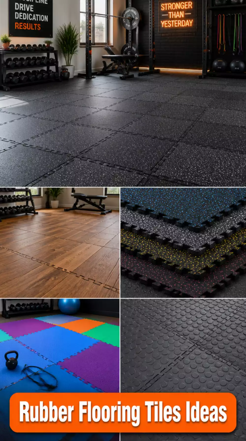 Rubber Flooring Tiles That Protect Floors in a Home Gym Setup