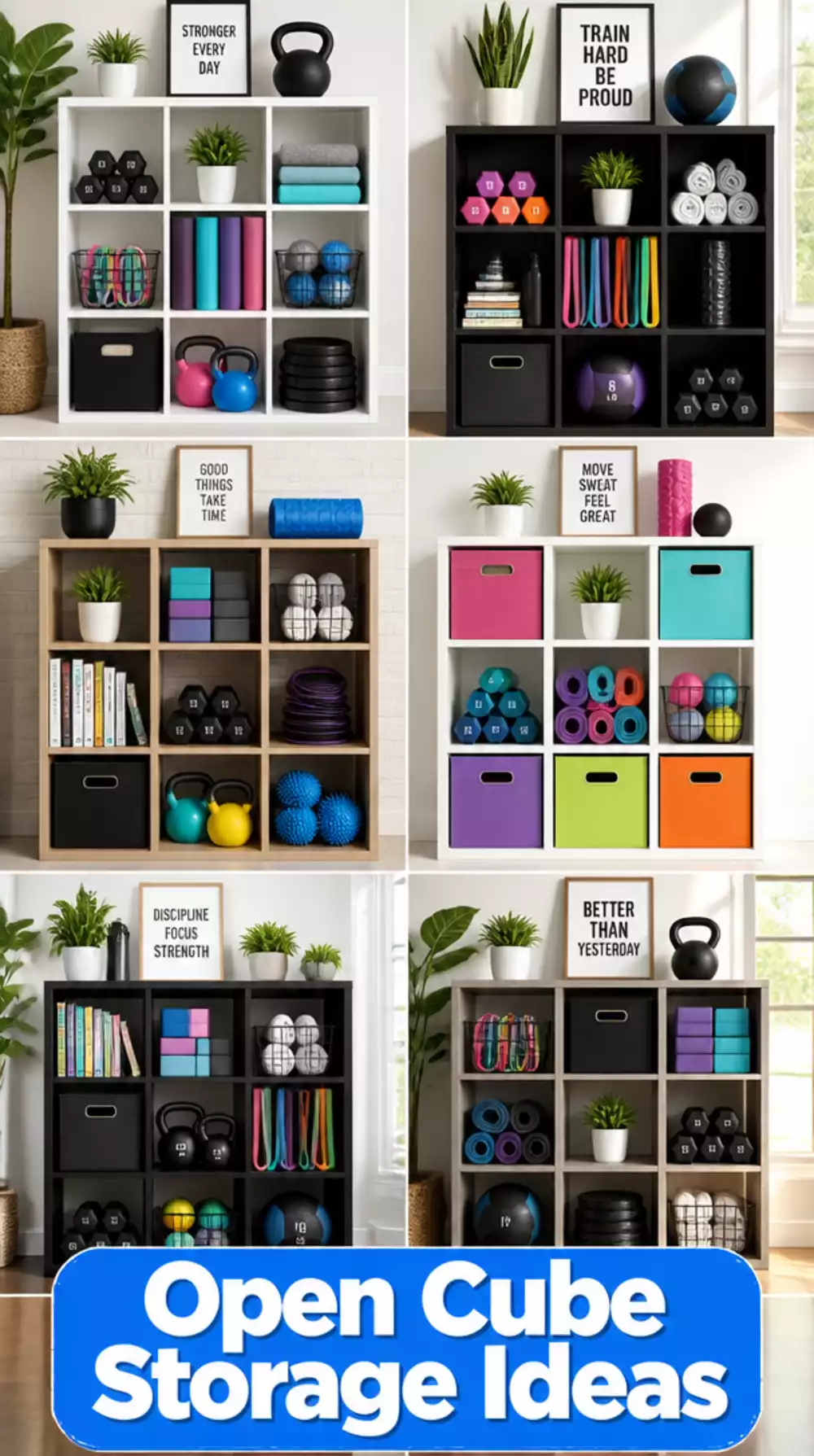 Home Gym Open Cube Storage Unit That Organises Accessories by Category